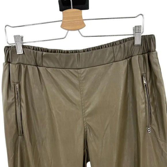 Ottod'Ame Military Green Faux Leather Jogger Pants‎ Size 46  / US 10 - Picture 2 of 15
